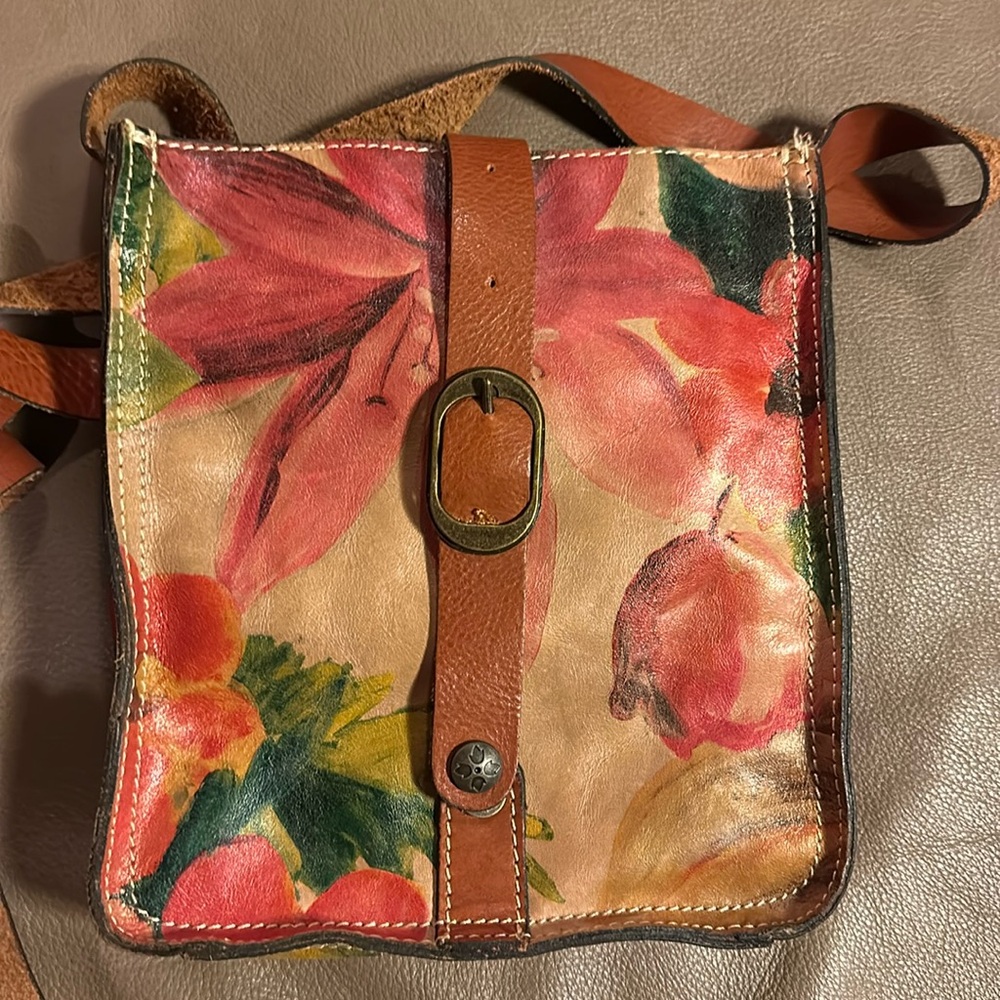 PATRICIA NASH 100% Italian Leather Floral CROSSBODY Bag
